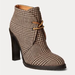 Ralph Lauren Fall 2021 Brown Glen Plaid Wool Flannel Jaylen Bootie